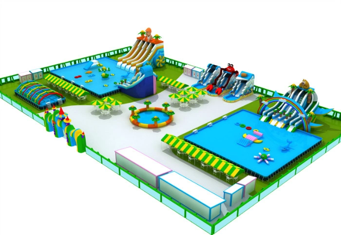 Agua inflables inflables juguetes Parque Acuático con bastidor de natación piscina