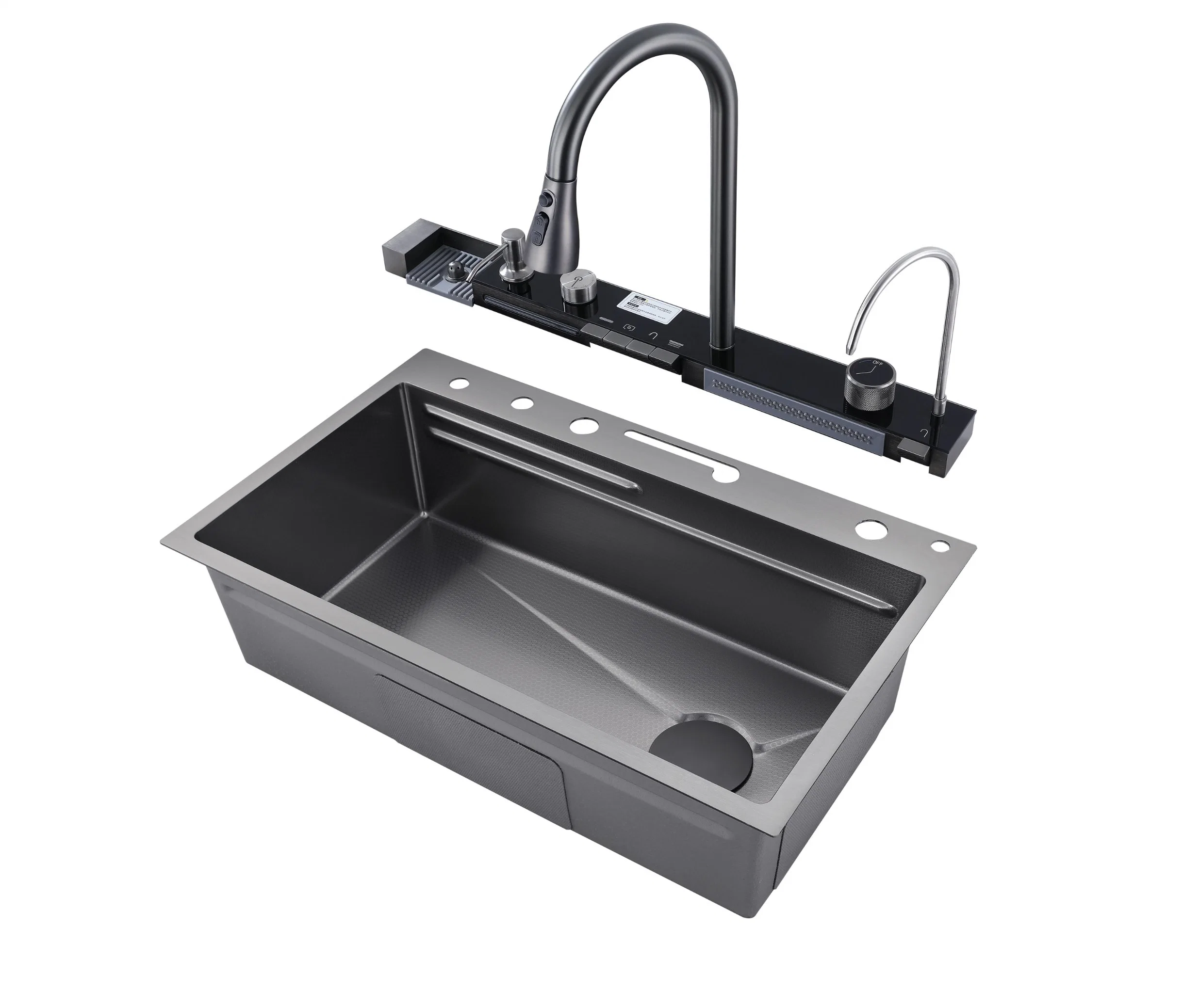 Walnut Certified Multifunctional Kitchen Sink, Modern Stainless Steel Kitchenware with Nano Black Surface and Accessories Original Factory Direct Wholesale/Supplier