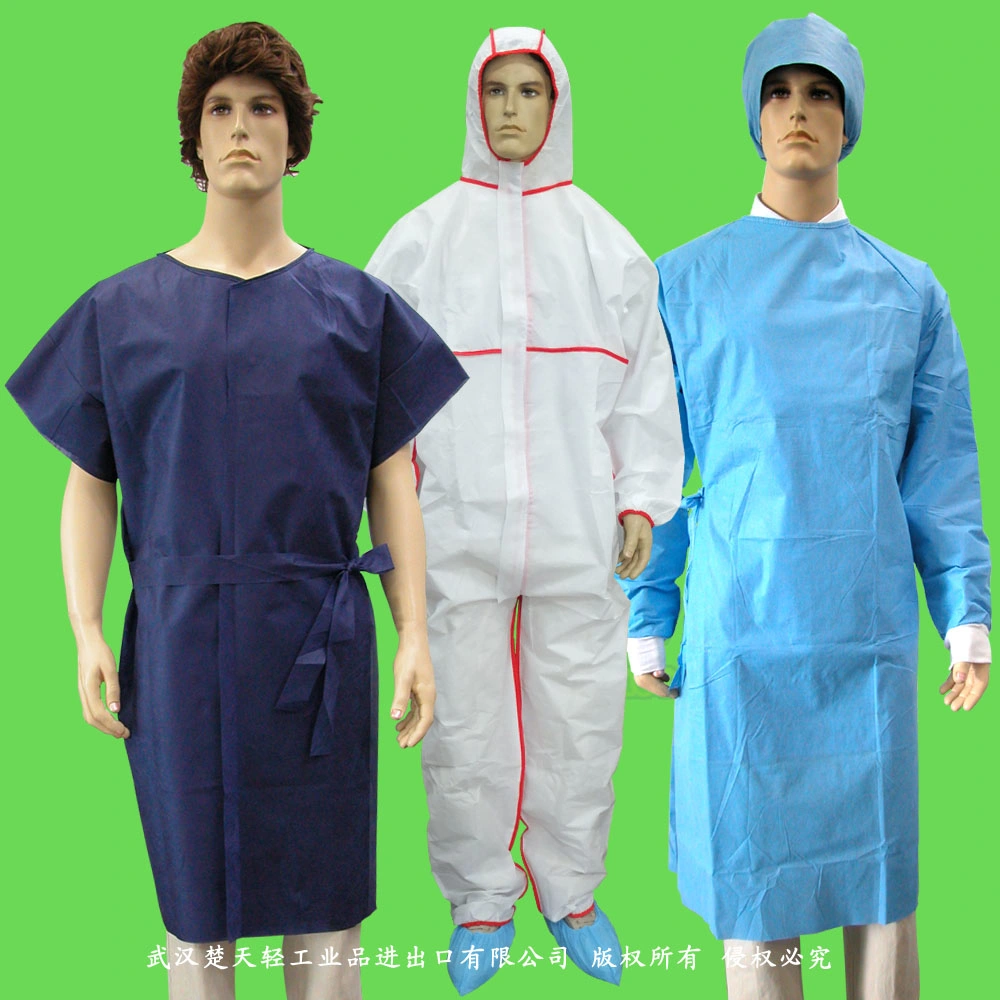 Medical de plástico impermeable/CPE/Poly/PE/Scrub/Operación/PP/SMS Nonwoven de aislamiento de protección desechables bata quirúrgica para el médico o cirujano/paciente/Visitante/Hospital