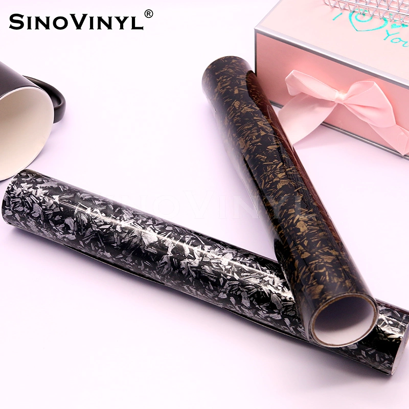 SINOVINYL Forging Pattern High Glossy Surface Gold Black Motorcycle Stickers Car Wrap Foil