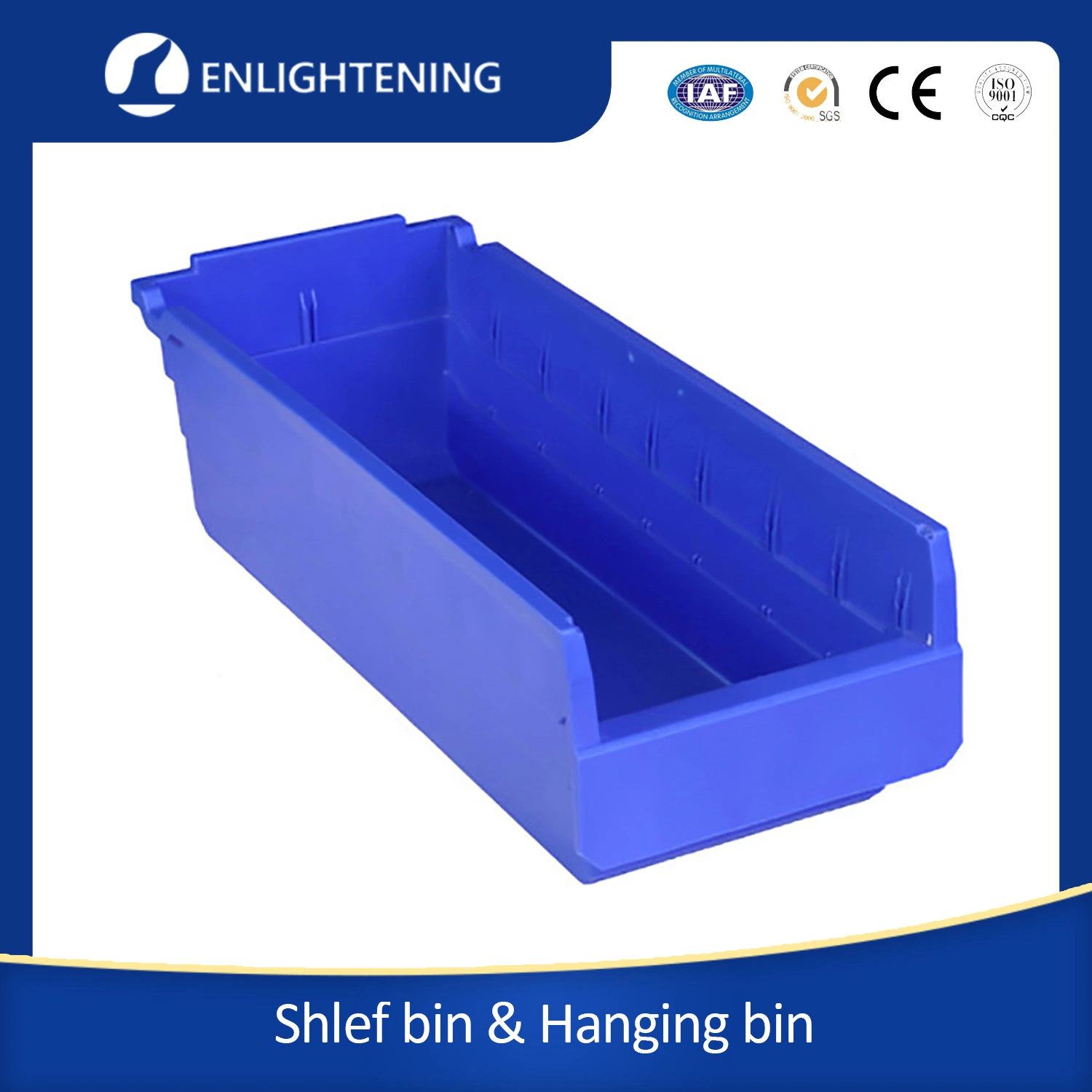 300*100*150mm High quality/High cost performance Deep Blue Customized Stackable Organizing Plastic Shelf Warehouse Storage Box/Bin/Container for Shelves