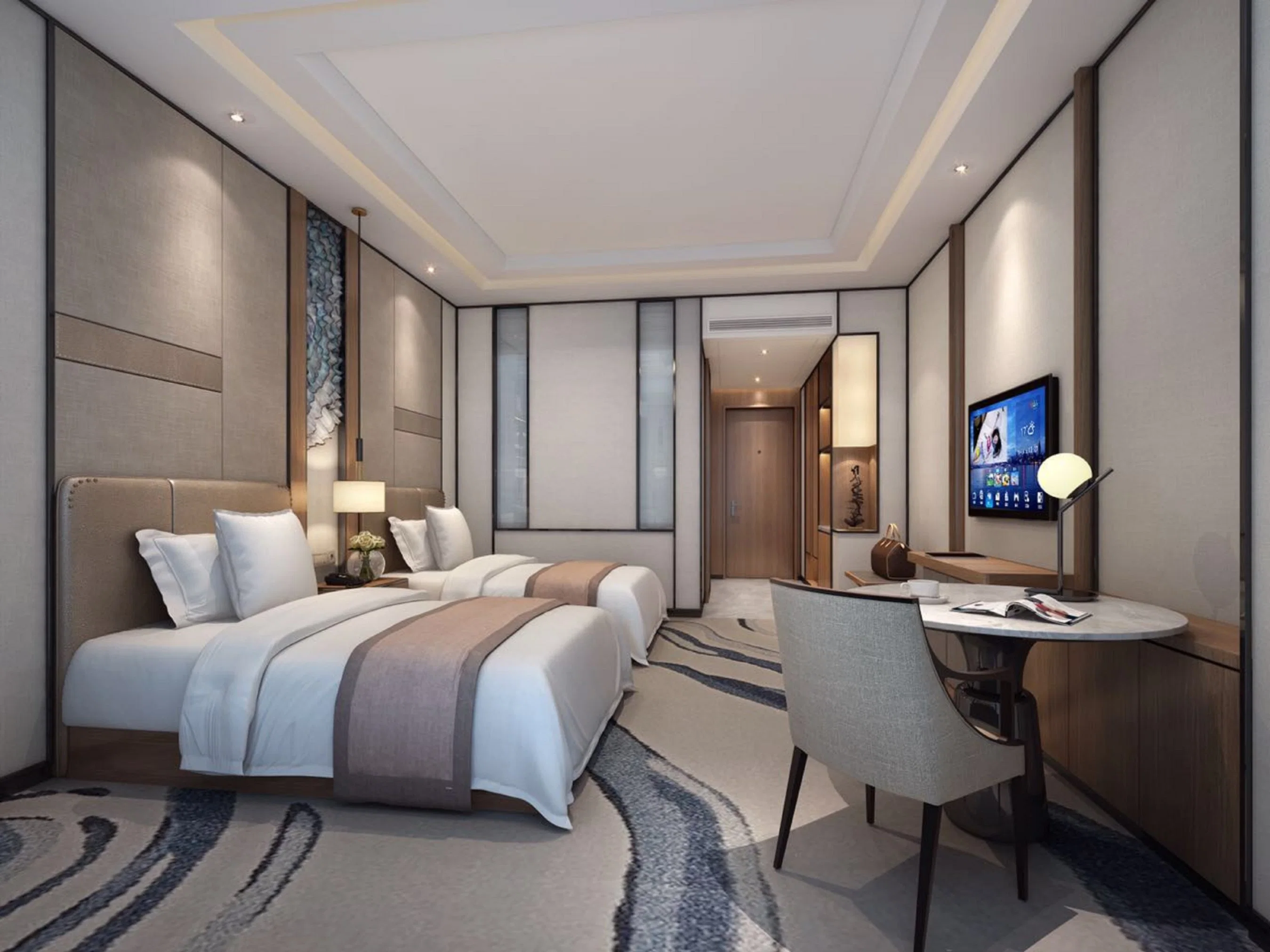 Hotel de lujo moderno de madera personalizados conjunto Muebles de Dormitorio