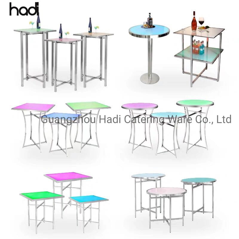 Multifunction Wholesale Buffet Table Tempered Glass Modern Design LED Lighted Nordic Italian Small Folding Hotel Stainless Steel Antique Square Coffee Tables