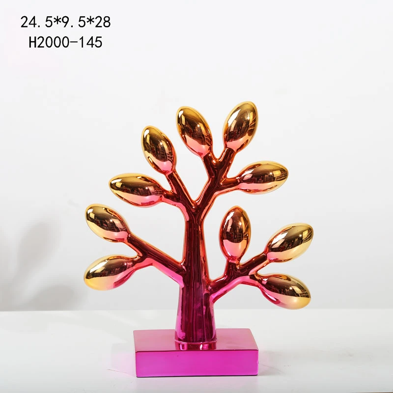 Home Decoration Coral Gradient Color Plating Table Display Polyresin Figurines