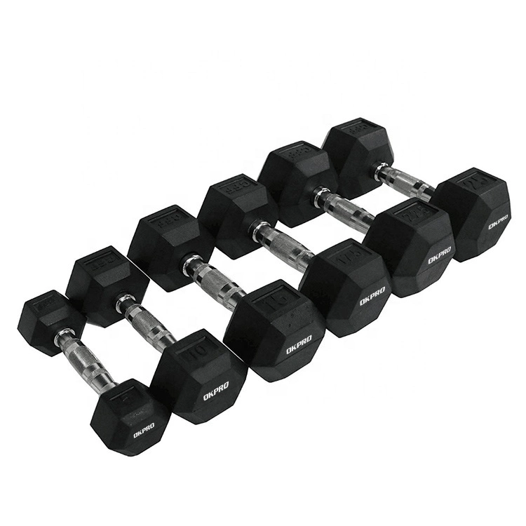 Factory Wholesale/Supplier Customization Iron Dumbbell Set Gym Equipment Fitness Rubber Hex Dumbbell