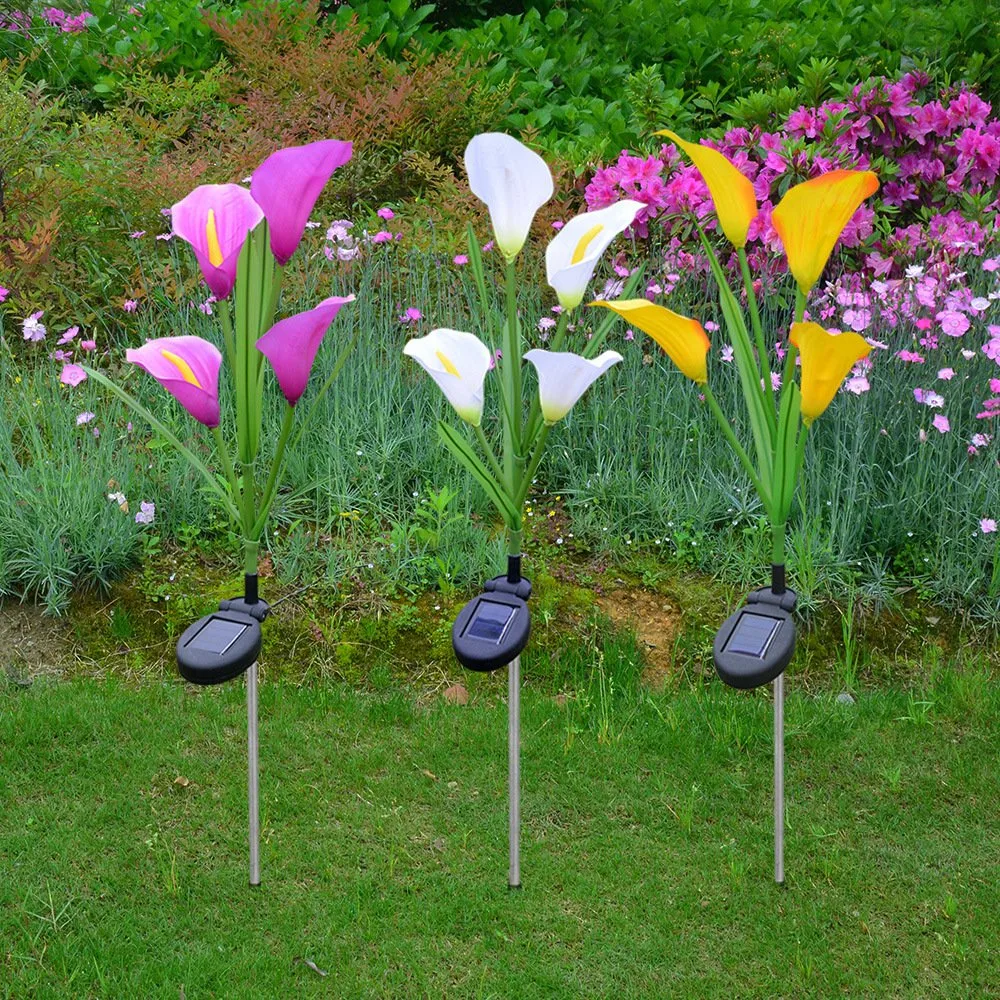 Colorful 4PCS RGB Solar Calla Lily Shape LED Flower Garden Lamp Outdoor LED Garden Decoration Lighting Waterproof Solar Garden Decorative Light