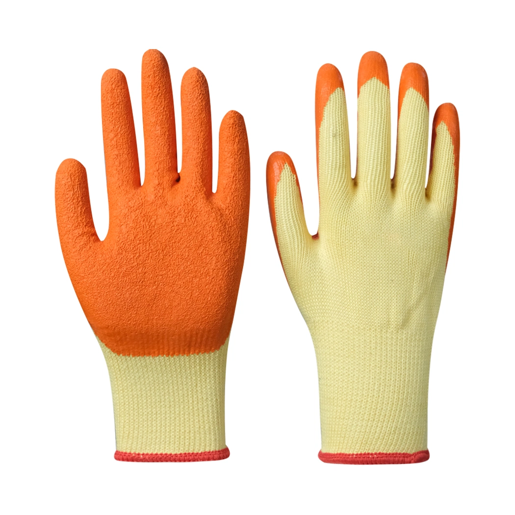 China Wholesale Industrial/Construction/Safety Working Guante Price Cotton/Yarn/Knitted/Work Wrinkles Rubber/Latex Coated Gloves