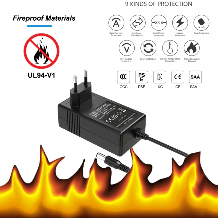 Adaptateur secteur pour moniteur LCD avec prise EU, alimentation 5V 12V 15V 19V 24V 2A 2.5A 3A 5A 6A 8A 10A 12A AC DC, homologation Kc PSE Eac Argentine CE GS ETL FCC.