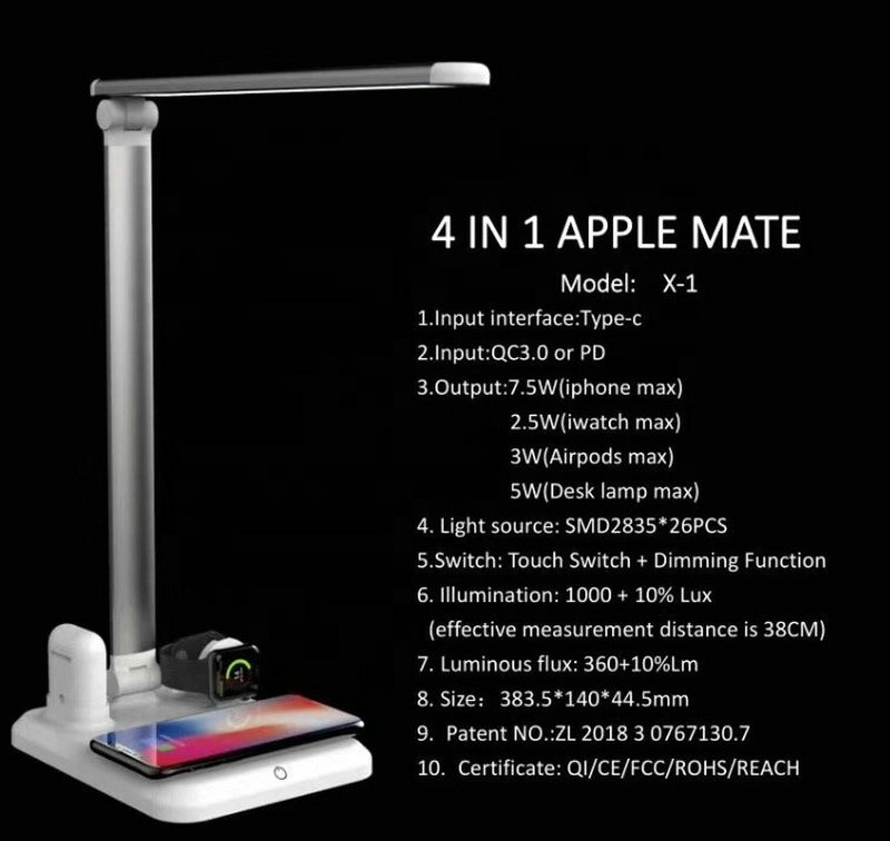 New Product Dimmable Rechargeable LED Lamp Wireless Charging Folding Table Lamp