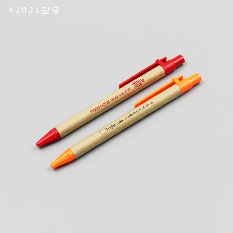 Customized Logo Eco-Friendly Paper Plastic Writing Ballpoint Pen for Promos