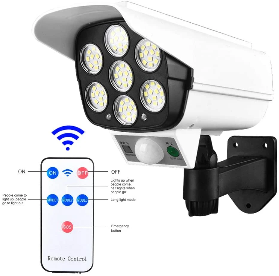 77 LED monitorização de simulação Segurança iluminação Solar Sensor de movimento parede Lâmpada