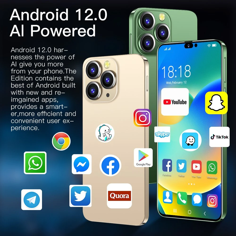 Nuevo teléfono inteligente Android 16GB+1TB de 6,8 pulgadas I14 PRO Max 10 Core 5g Let Phone Global Edition