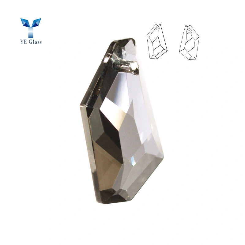 Clear Crystal Necklace Pendant Crooked Rhombus Shape Pendant for Jewelry