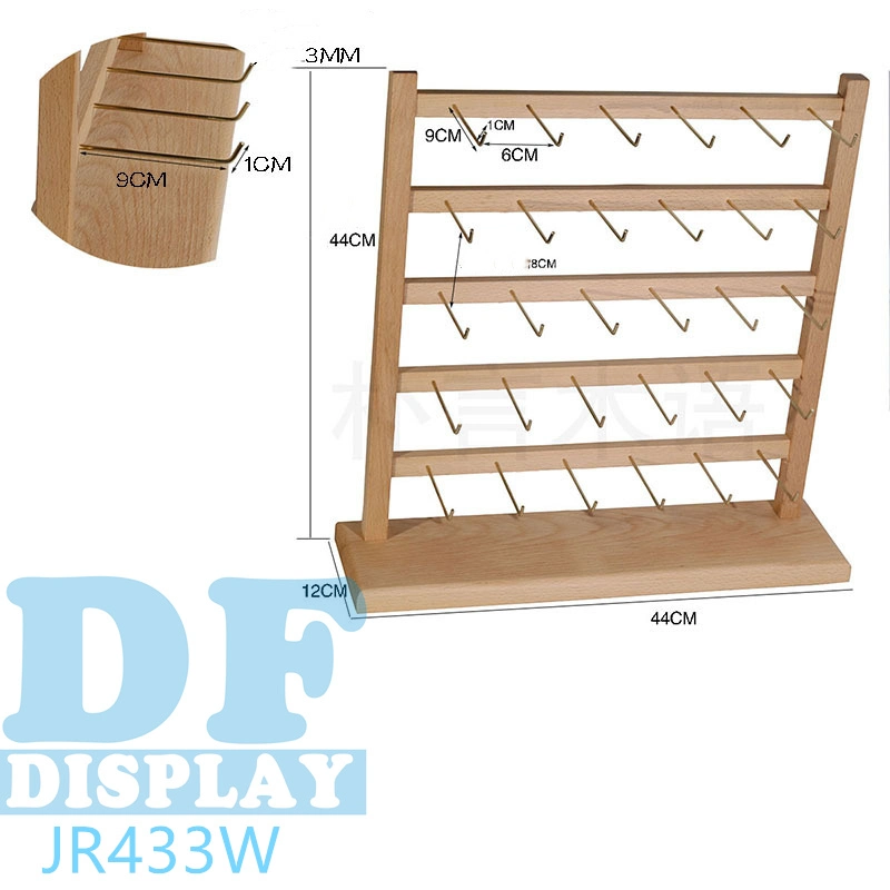 Contador de joyas Expositor Pendientes de racks de Joyería Mostrar Rack para escritorio de madera Collar Pendientes Pendientes titular Stand con ganchos