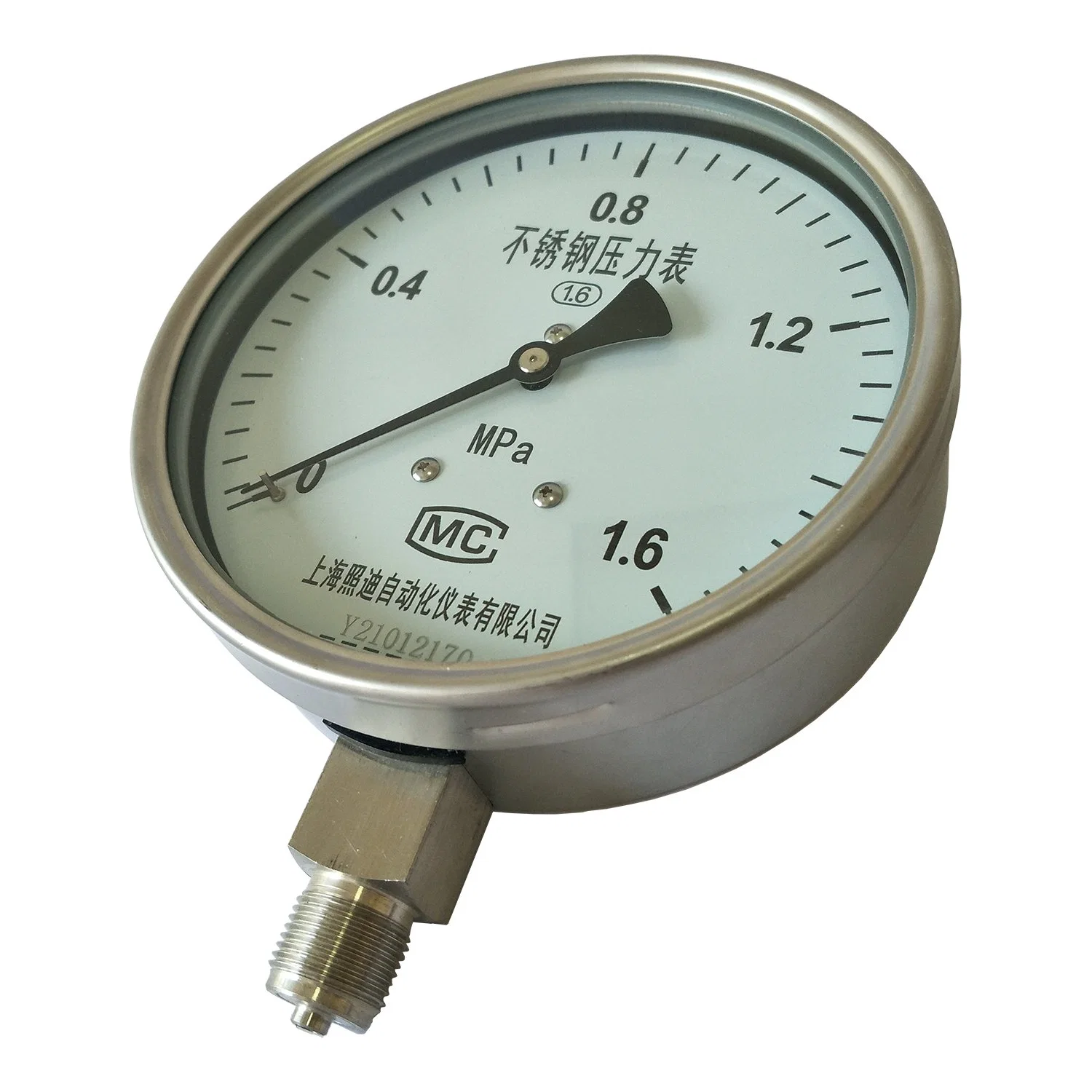 Fabricante puntero indicación MPa Psi Bar Acero Inoxidable tubo Bourdon Manómetro de presión de agua caliente