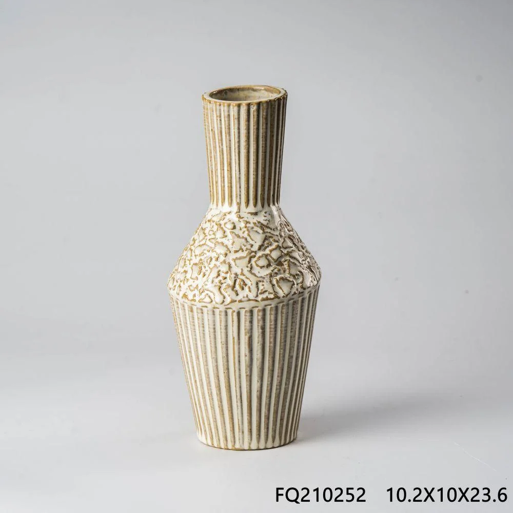 Boho Vase Keramik Vase Imitation Bambus Vase für Wohnzimmer Schlafzimmer Büro Vase Craft für Geschenk