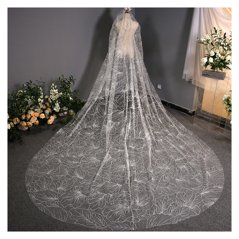 Bridal Sequins, Light and Luxurious Lace Single Veil, Long Trailing Wedding Veil Wedding Dress Wedding Accessory