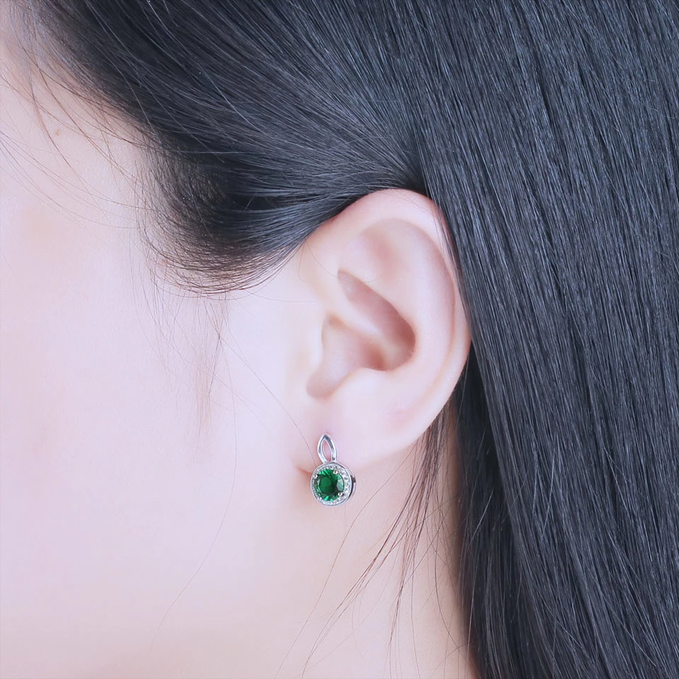 Princess Emerald Stud Earrings for Women Gemstone 925 Sterling Silver Engagement Jewelry