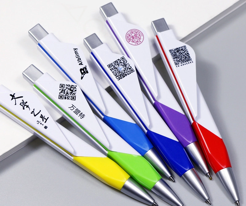 Advertising Ballpoint Pen Plastic Push to Export Simple Gift Pen Qr Code Pen