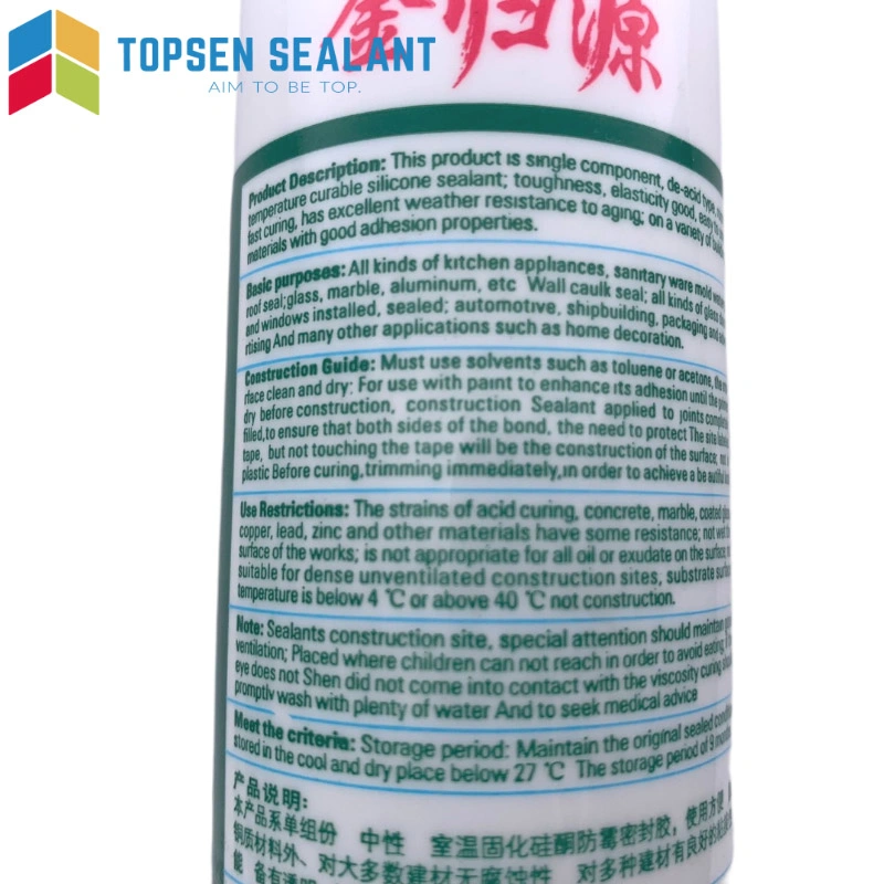 Building Materials Solvents Free Non Staining Weather Resistance Neutral Silicone Sealant Sausage Cartridge Packing