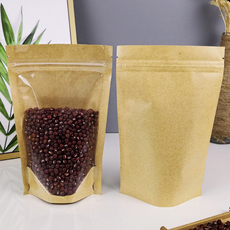 Custom Translucent Semi Aluminized Vertical /Translucent Semi Kraft Paper Zipper Packaging Bag