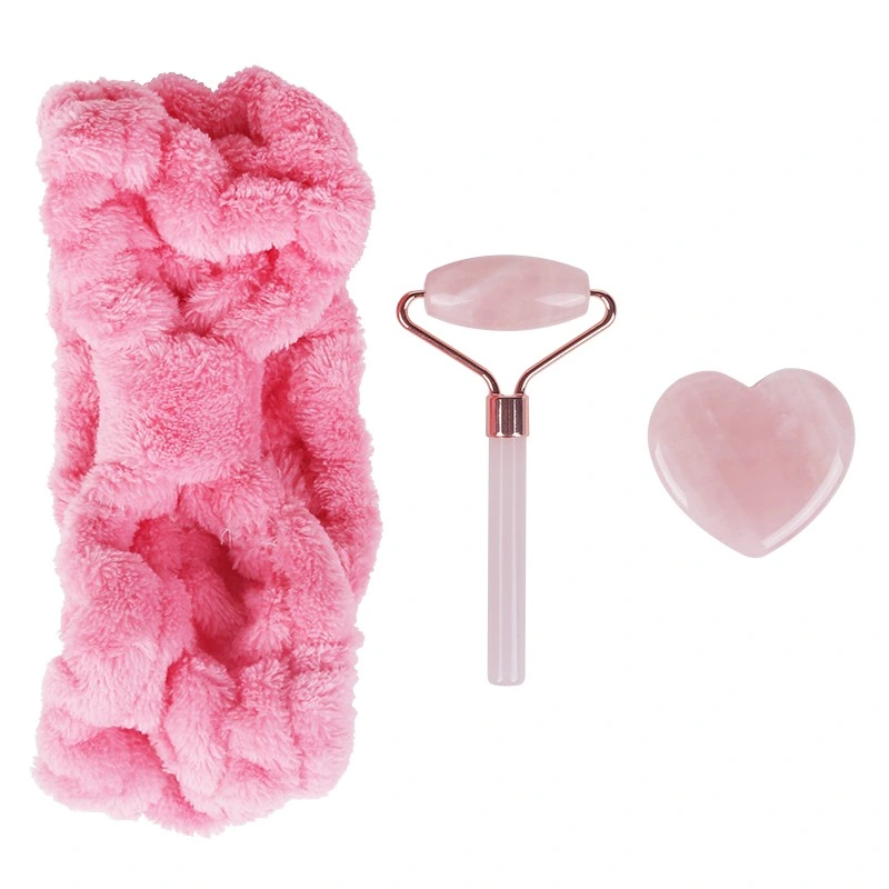 Wholesale Natural Beauty Rose Quartz Jade Roller Gua Sha Set Face Massage Jade Roller