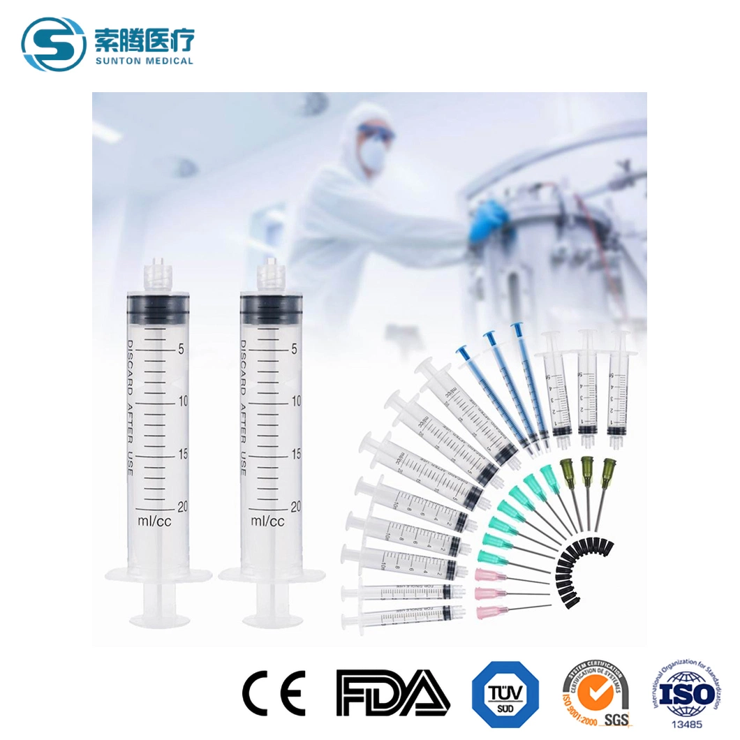 Sunton Sterile Syringe China Plastic Luer Lock Syringe Manufacturing 1ml 2ml 3ml 5ml 10ml 20ml 50ml Disposable Luer Lock Connector Syringe/3ml Luer Lock Syringe