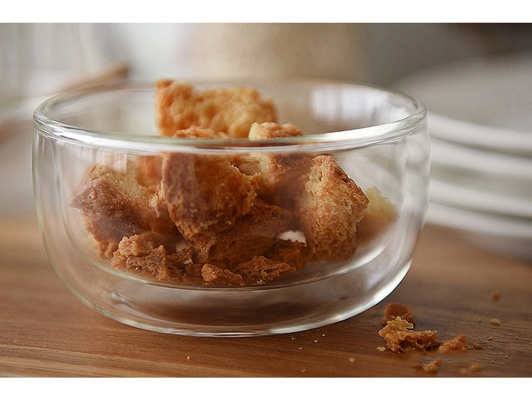 Glassware and Soup Bowls Insulating Double-Walled Glass Keeps Food Hot & Cold Glass Bowl