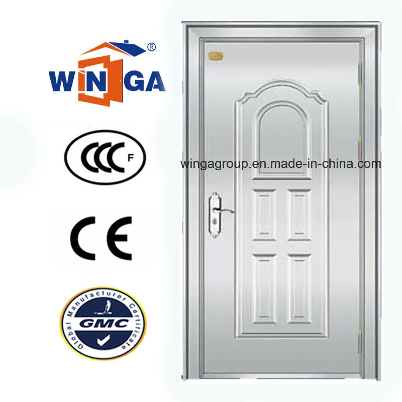 Hot Sale Front Entry Sun Proof Silver Color with Glass Stainless Steel Security Metal Door