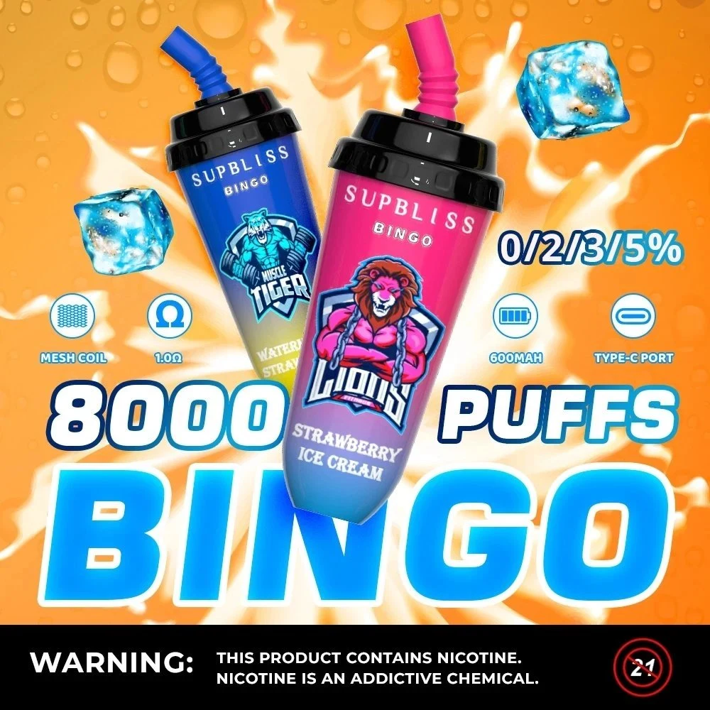 Vente en gros Nouvelle lancée 8000 Puffs Supbliss Bingo Vape en maille jetable Avec capacité E-Liquid de 16 ml