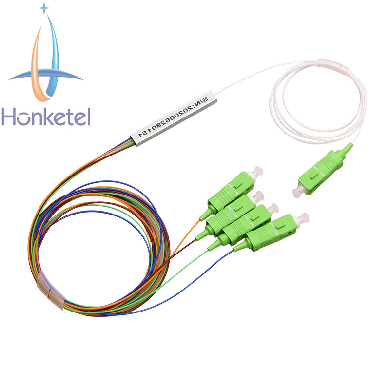 Mini Steel Tube Fiber Optic Splitter 1X4 PLC Splitter with Sc/APC Connector