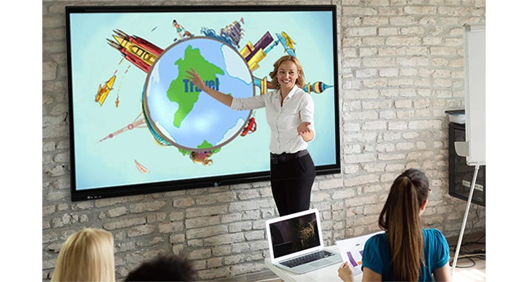 LED Monitor 3840*2160 4K Finger Touch Interactive Whiteboard Meeting Interactive Flat Panel Teaching Smart Board 65, 75, 85, 86, 98 White Board for Teaching