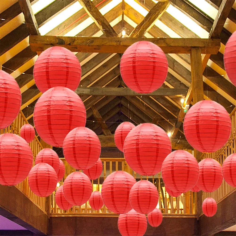 Año Nuevo plegables amor Bodas Decoración de fiesta colgante Bola de papel rojo farolillo de papel