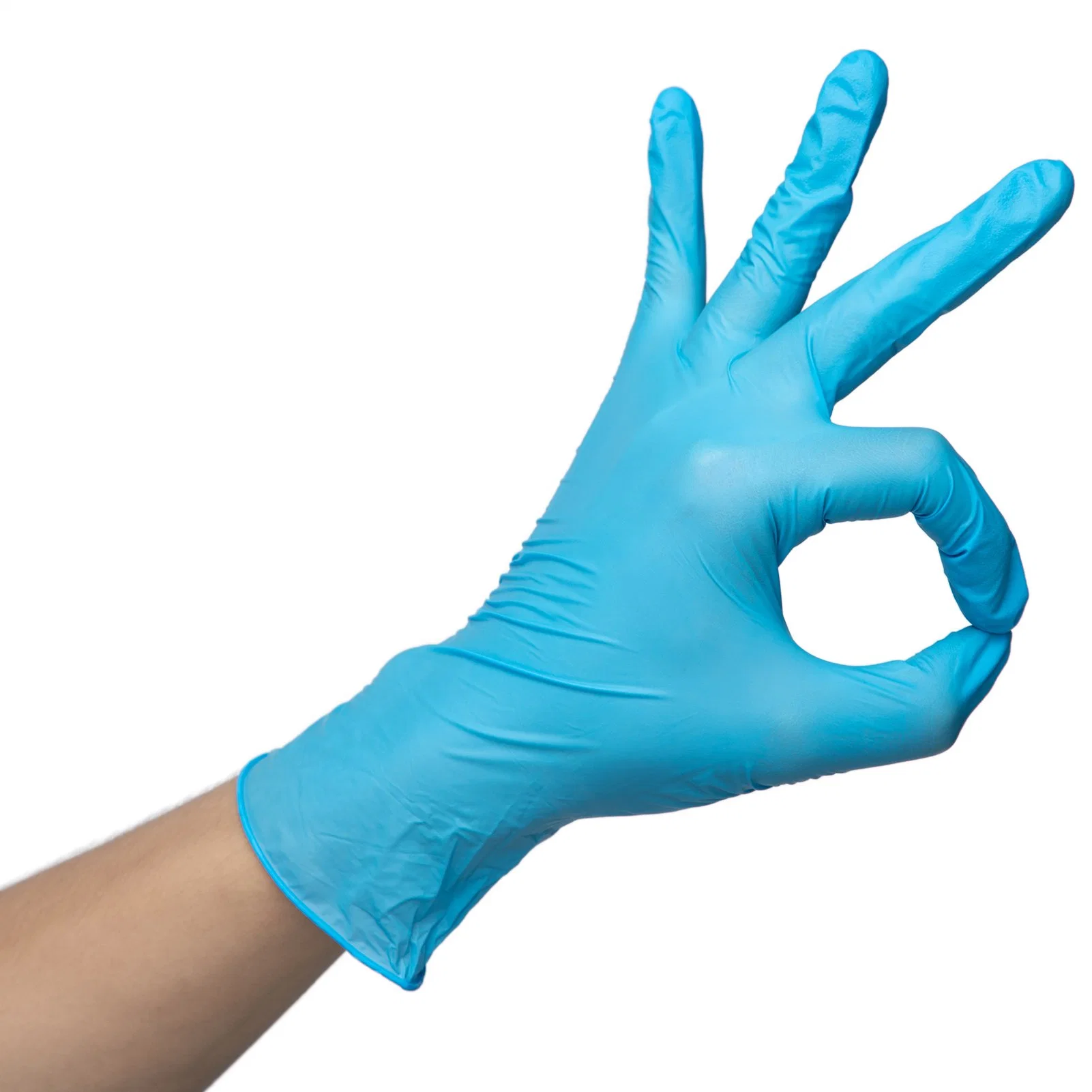 Customized Medical Examination Grade Disposable Blue Nitrile Glove