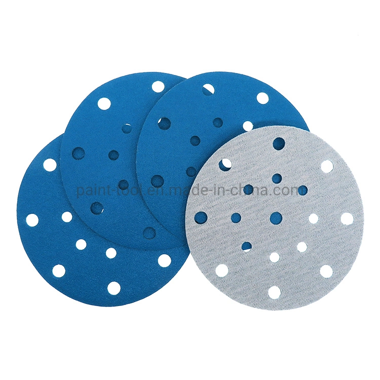 6 Inch 150mm 17 Holes Hook and Loop Blue Pet Film Water Sandpaper