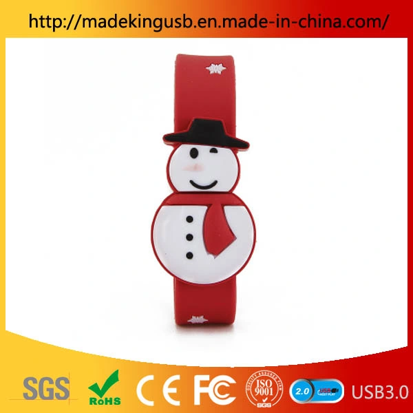 Creative Snowman Wrist Belt USB Flash Drive/ Christmas Gift PVC Bracelet Bracelet USB Stick Factory Wholesale/Supplier Direct Sale