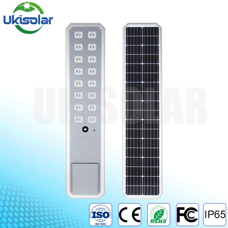 Ukisolar 30W integrado 40W 60W 80W 100W 120W Solar de 150W Calle luz LED con Mono de instrumentos y todo en uno de batería Lithium-Iron