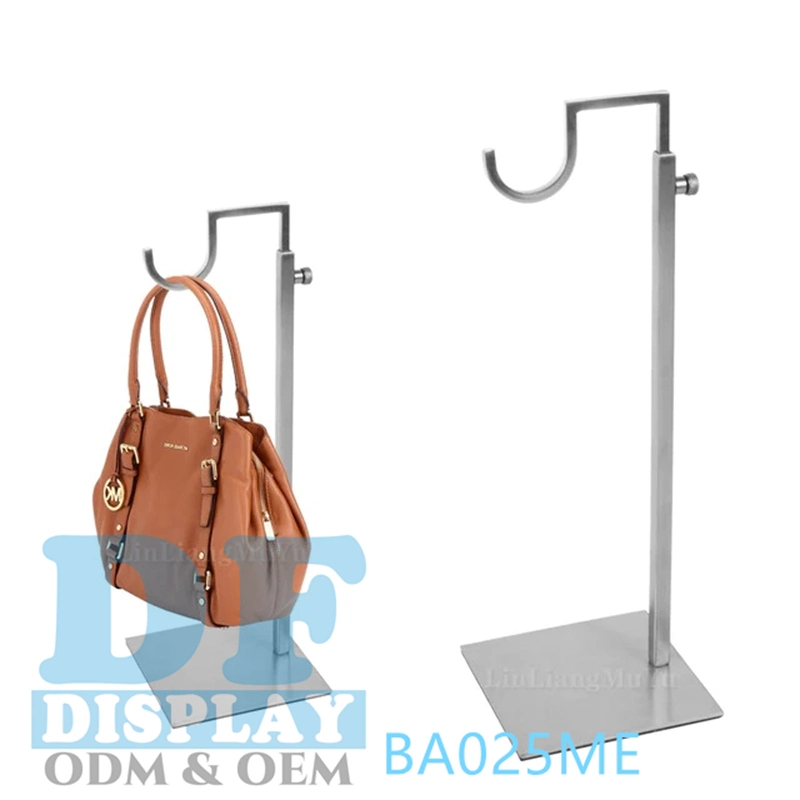 Countertop Adjustable Hanging Bag Display Stand Handbag Purse Display Stand Metal Stainless Steel Single Hanging Hook Bag Display Brushed Bag Display Holder