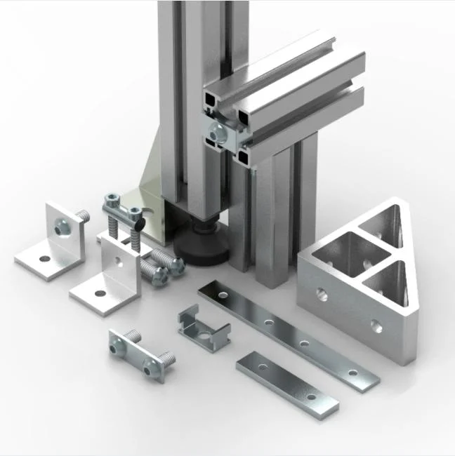 Système de profilé en aluminium industriel avec rainures en T 80*80 ODM OEM personnalisé Profilé en aluminium anodisé par électrophorèse.