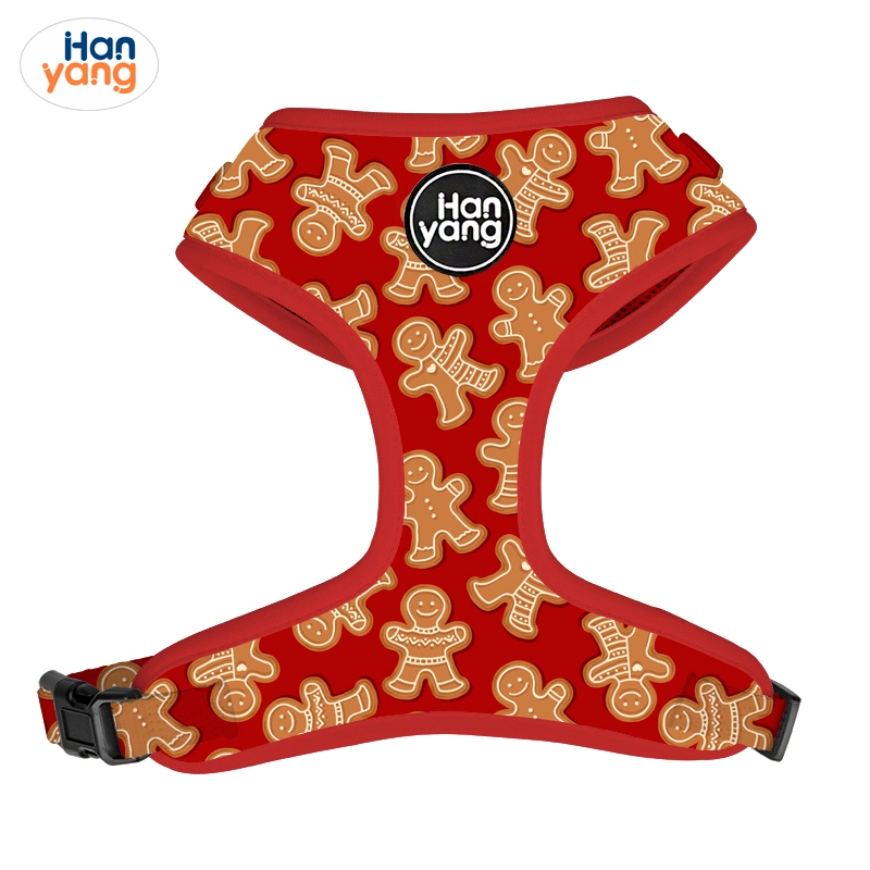 Hanyang Christmas Gingerbread Man Dog Harness Set Customized Pattern for Winter Festival Adjustable Dog Harness