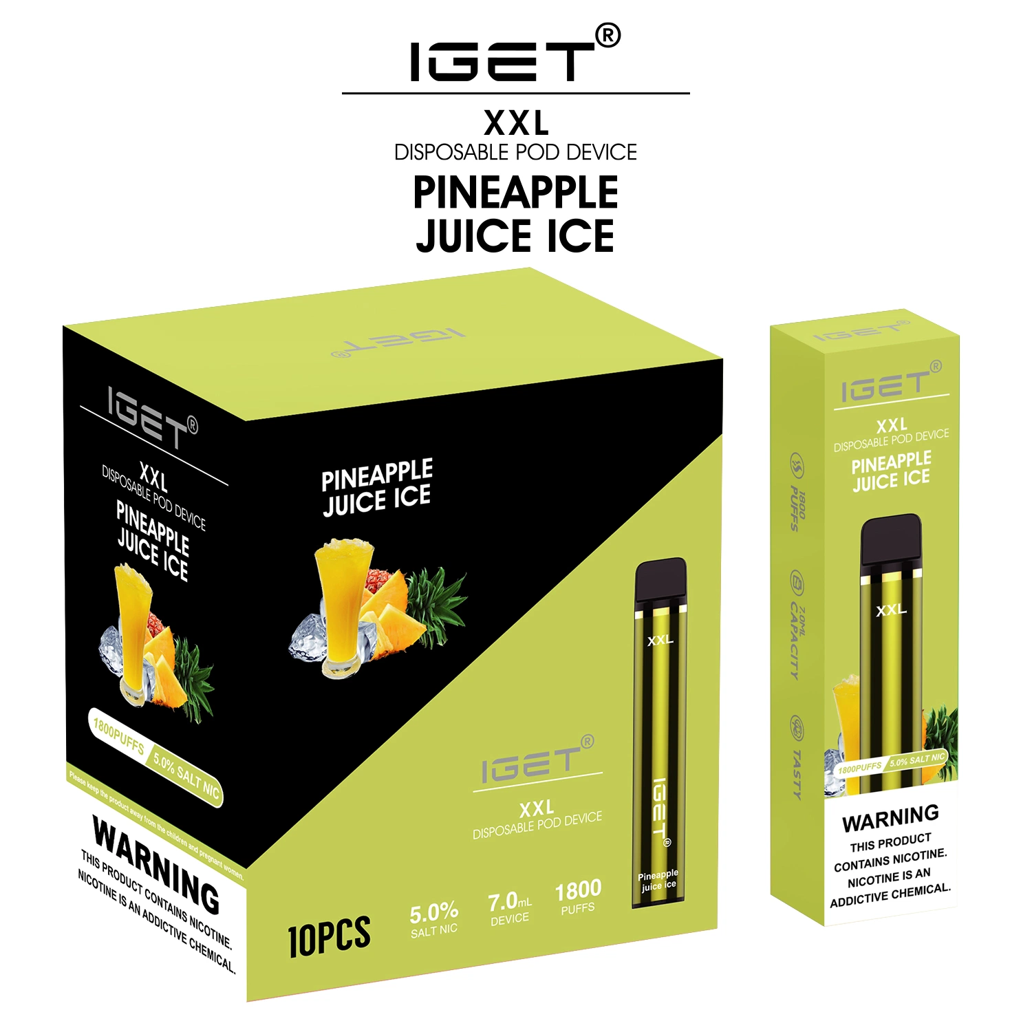 Tendencia Mini cigarrillo electrónico más grande de la marca Iget bocanadas 1800 inhalaciones Iget XXL
