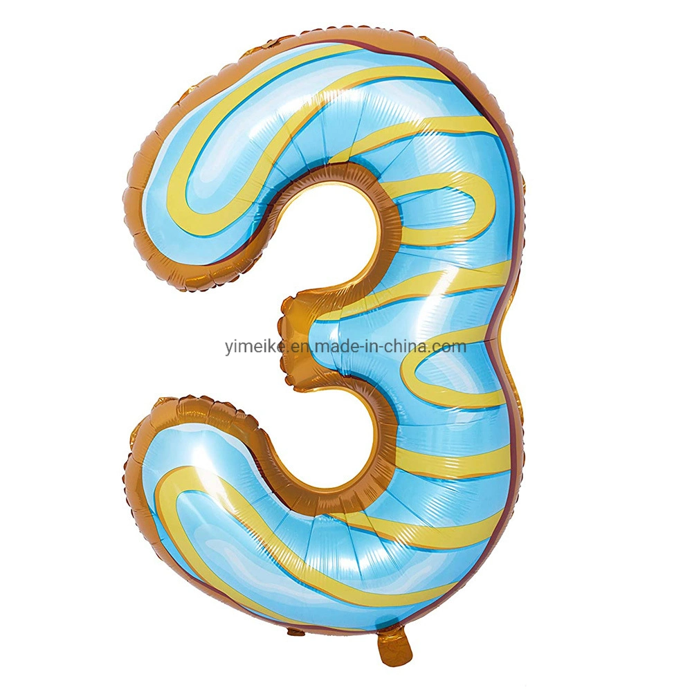 36" Hawaiian Party Decoration Large Number Colorful Donuts Digital Aluminum Foil Balloon Wholesale/Supplier