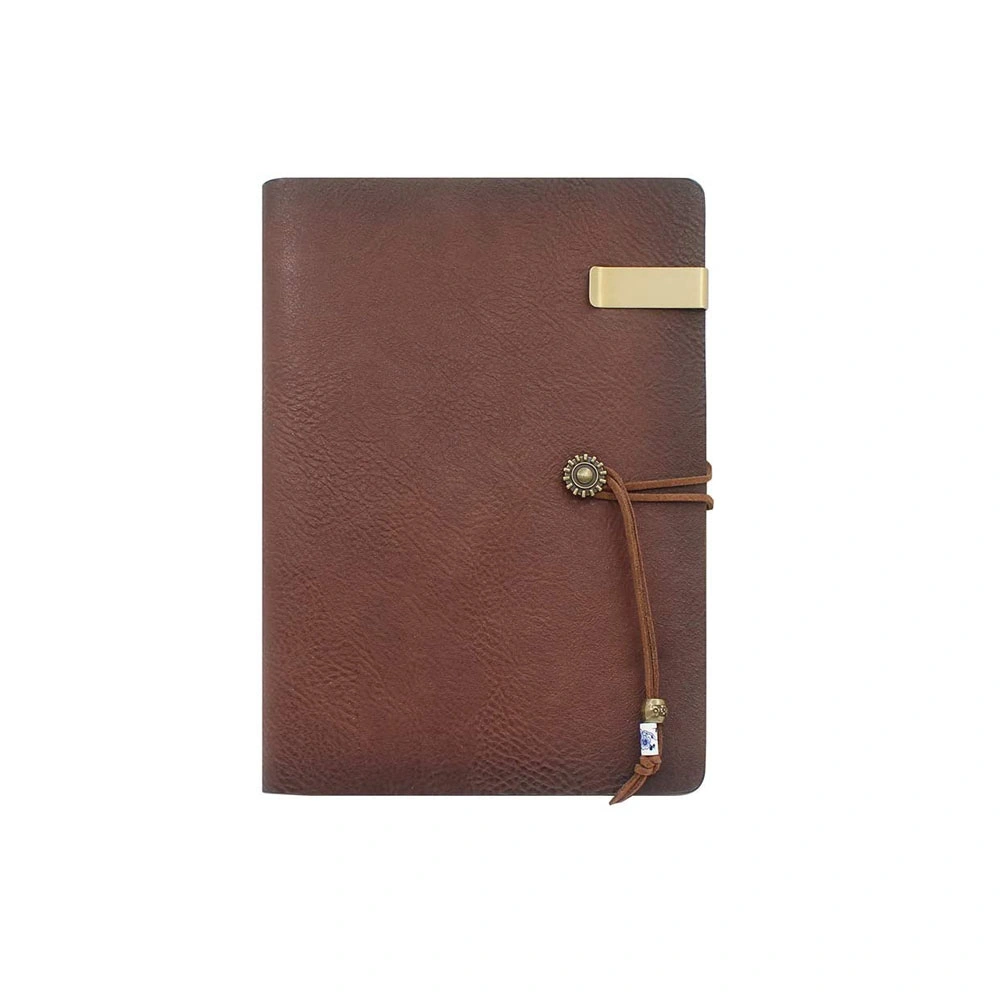 Customized Genuine Leather Travel Planner Premium Leather Journal Brown Binder Notebook Cover