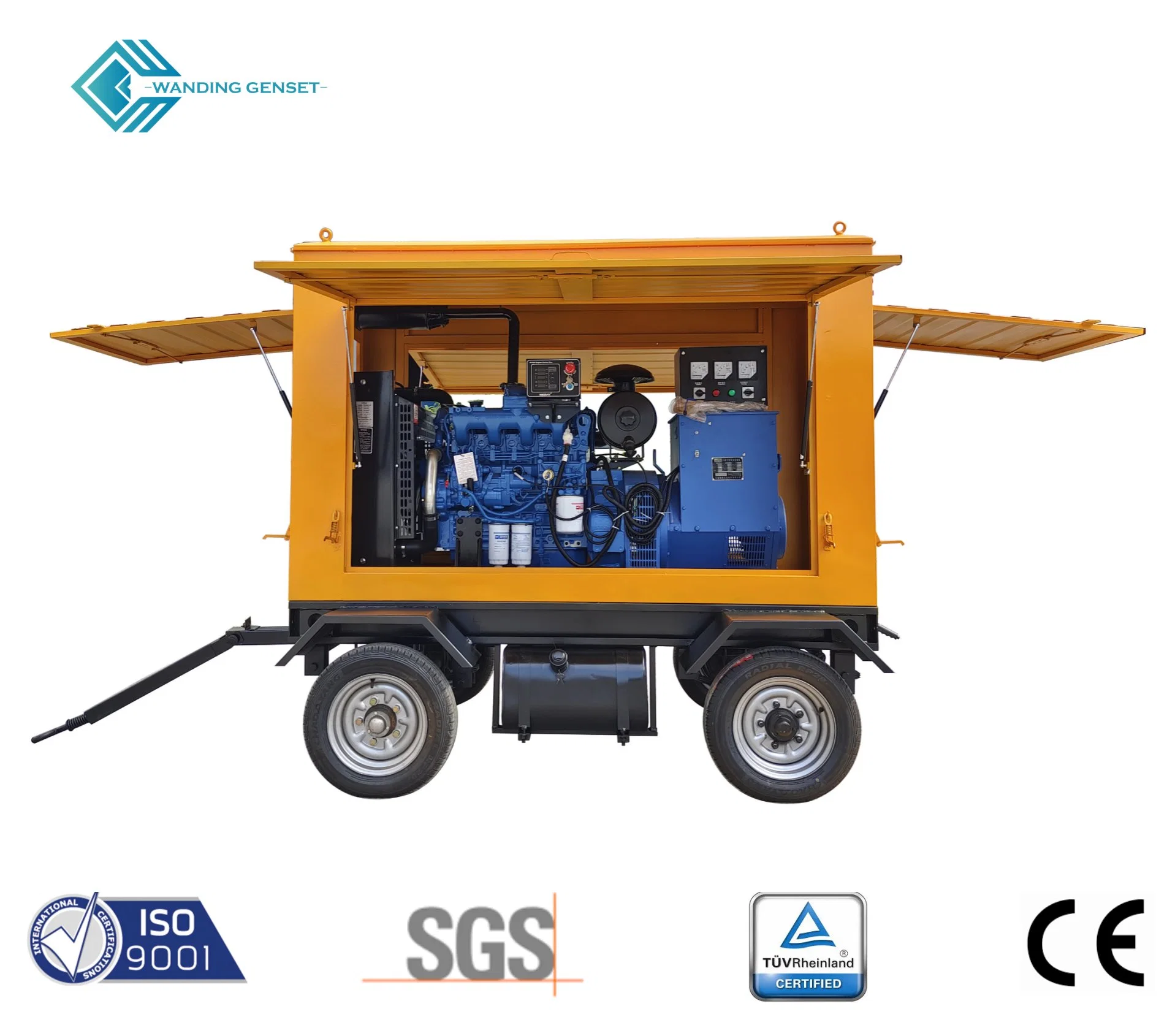 Prime Power Rainproof Type Portable Generator 160kw Moveable Diesel Generator 200kVA Silent Trailer Genset Wheels