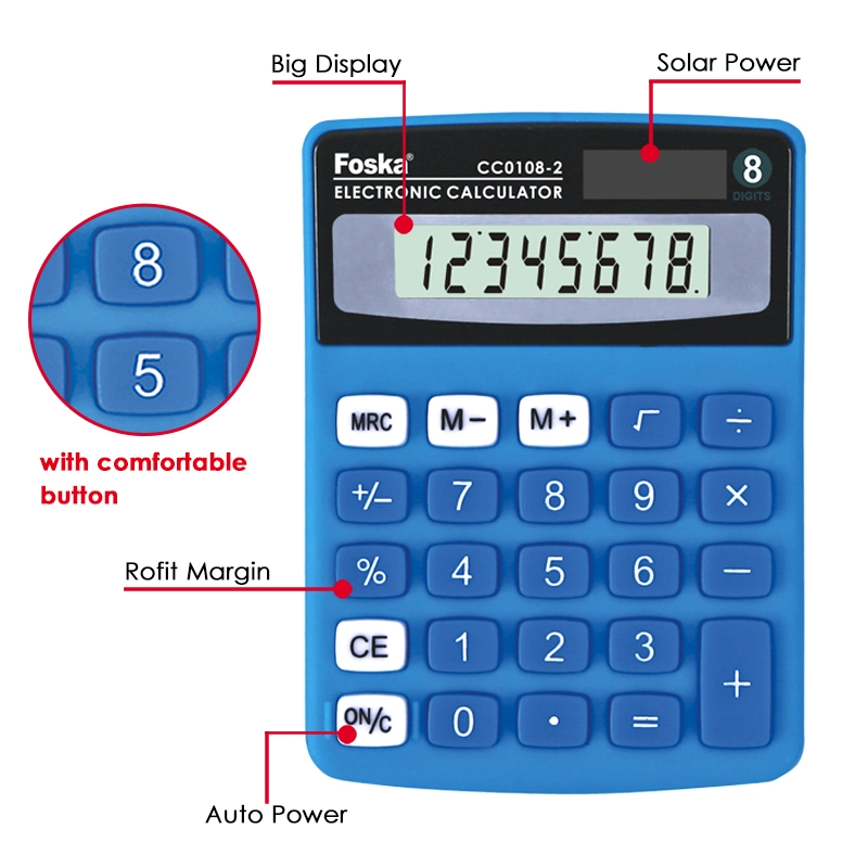 La promotion à 8 chiffres Foska calculatrice de poche avec des couleurs différentes