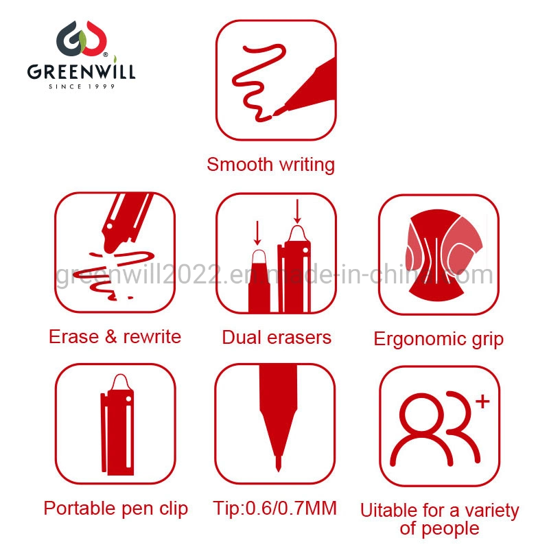 Esferográfica de gel de fricção Greenwill Promotion com pega ergonómica (KP16003)