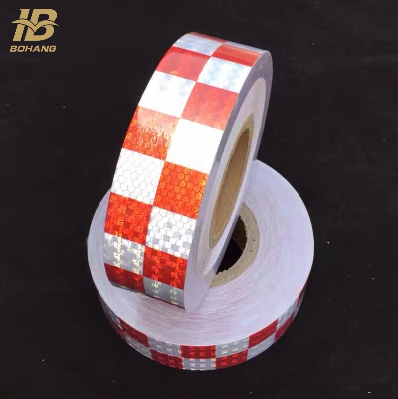 White and Red Safety Micro Prismatic Adhesive Reflective Conspicuity Tape