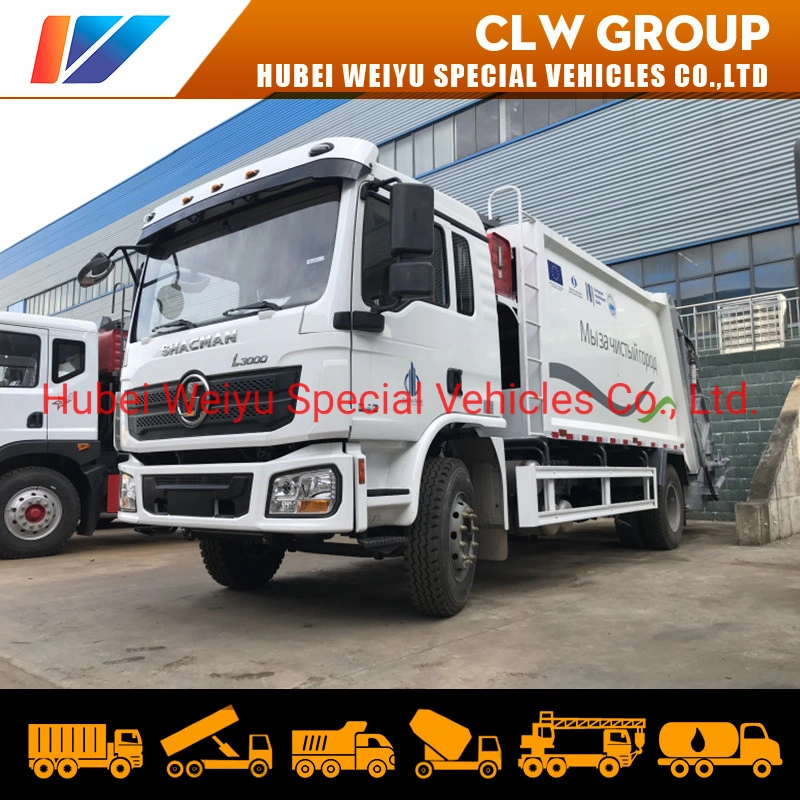 Shacman L3000 4X2 14 cbm 10 toneladas, alta taxa de compressão hidráulica Camião de compactação de lixo sólido residencial para camião de camião de lixo