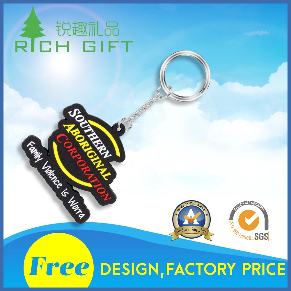 Factory Wholesale/Supplier Custom PVC Rubber Number Letter Keychain 3D Company Logo Rubber Keyring