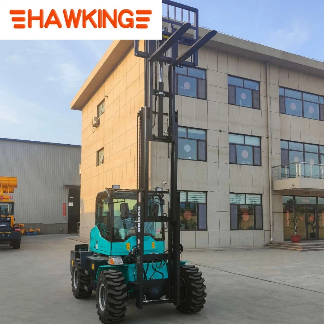 Rough All Terrain Forklift Truck 3 Ton 3.5 Ton Diesel Fork Lift 4WD 3m 4m 4.5m 5m 6m Lifting Height off Road Diesel Forklift Loader Cargo Lifting Equipment